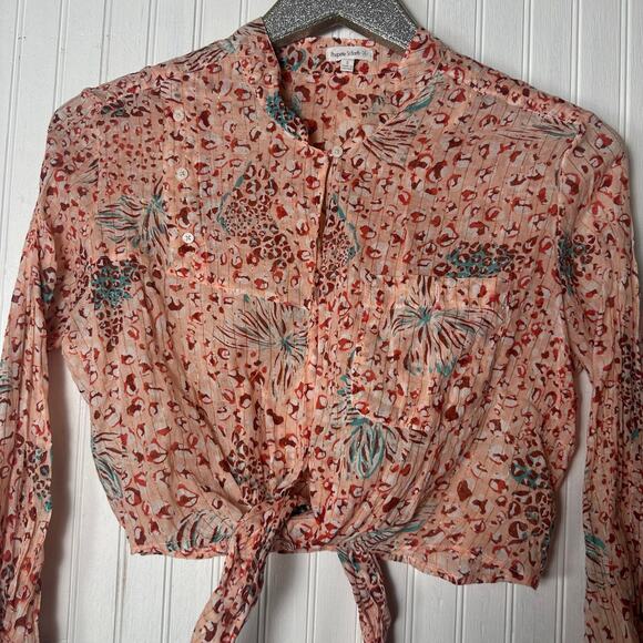 Poupette St. Barth Floral Metallic Stripe Lightweight Top - Picture 2 of 6